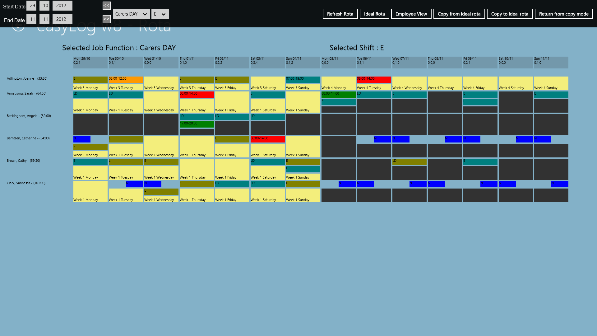 Visual Rota App January 2013 – easyLog Ltd